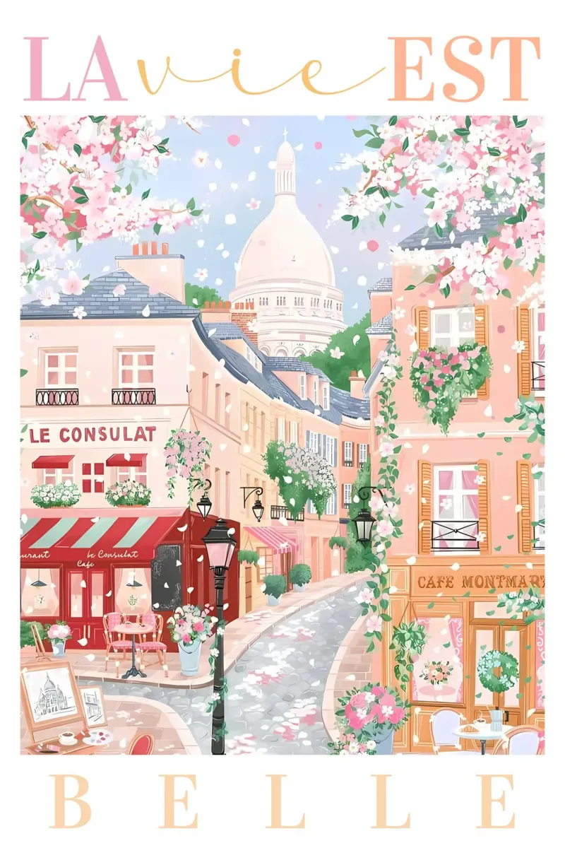 Paris Print, La Vie Est Belle, Franse Reistip Print canvas van Gaia