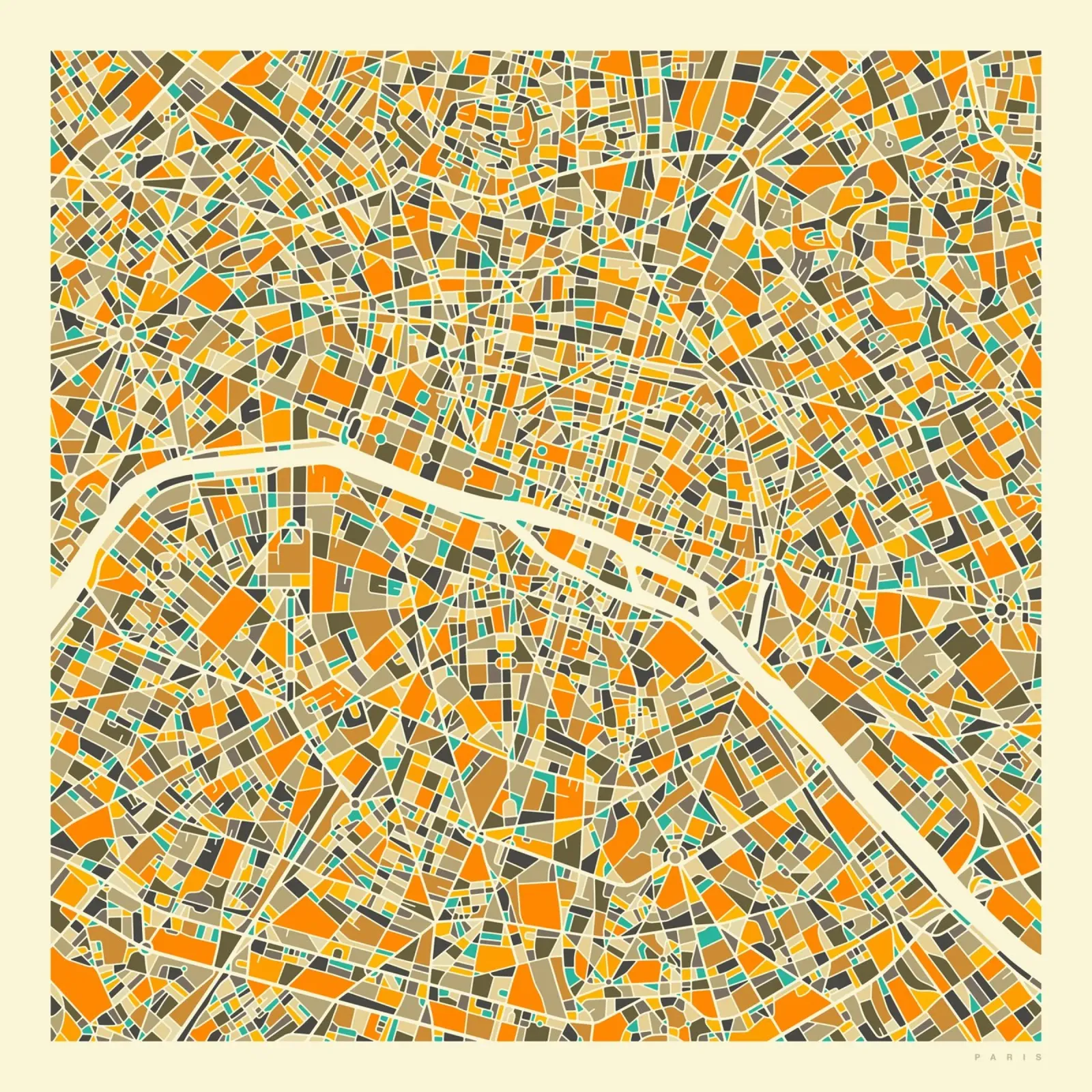 Mappa di Parigi carta hahnemühle da Jazzberry Blue