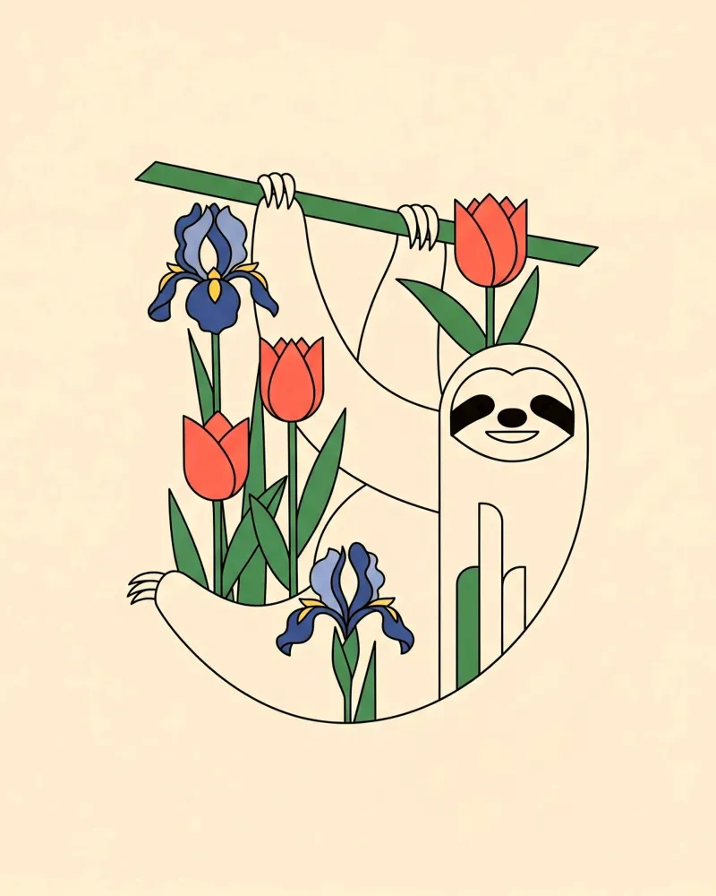 Zen Sloth: Bloomin' Bliss poster da Zen Design