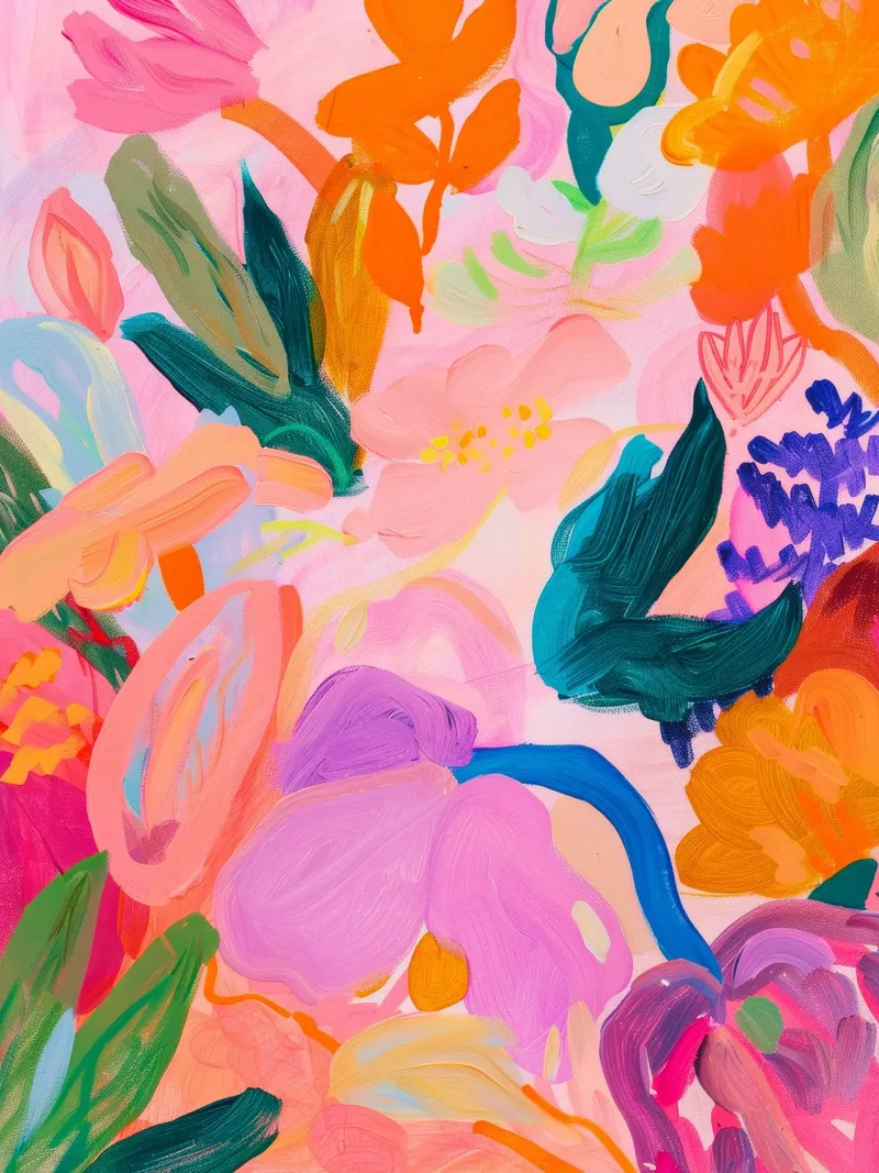 Levendige bloemenprint, kleurrijke abstracte bloemenposter hahnemühle van Boheme