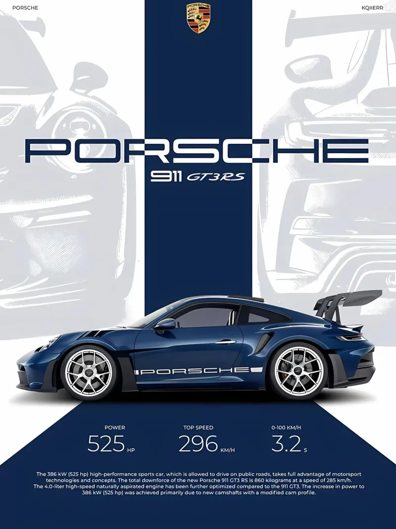 Porsche poster con telaio in plastica da Pinku