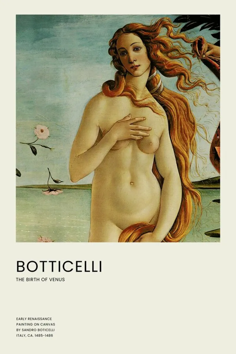 Botticelli - The Birth of Venus Close pellicola backlit da Vintage by JUNIQE