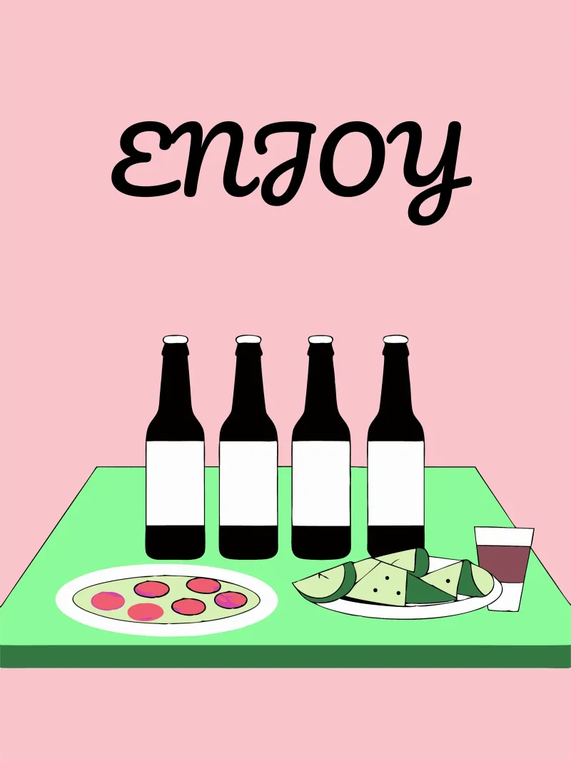 Enjoying Drinks canvas with Floater frame by OUR SHOP