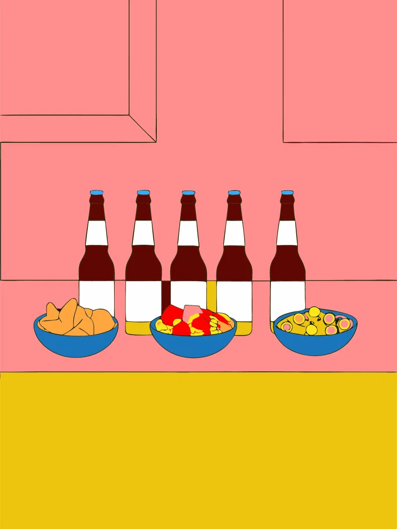 Enjoying Drinks canvas with Floater frame by OUR SHOP