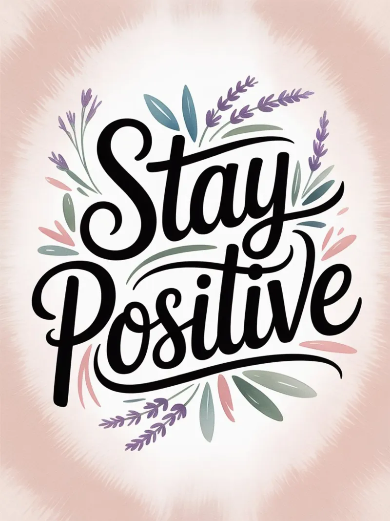 Blijf Positief - Handgetekende Botanische Motivatie Print canvas met Baklijst van logic
