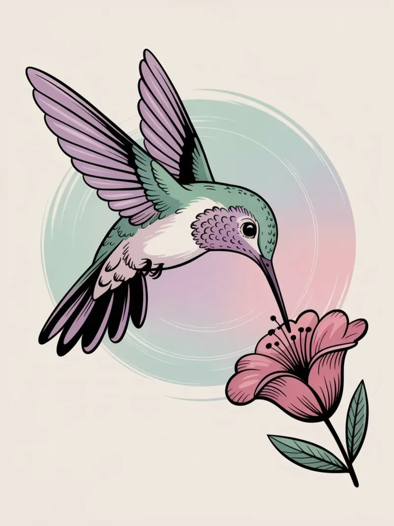Hummingbird & Blossom — Hand Drawn Botanical Wall Art hahnemühle by logic
