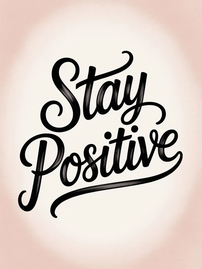 Blijf Positief - Elegante Minimal Muurkunst met Handlettering canvas met Baklijst van logic