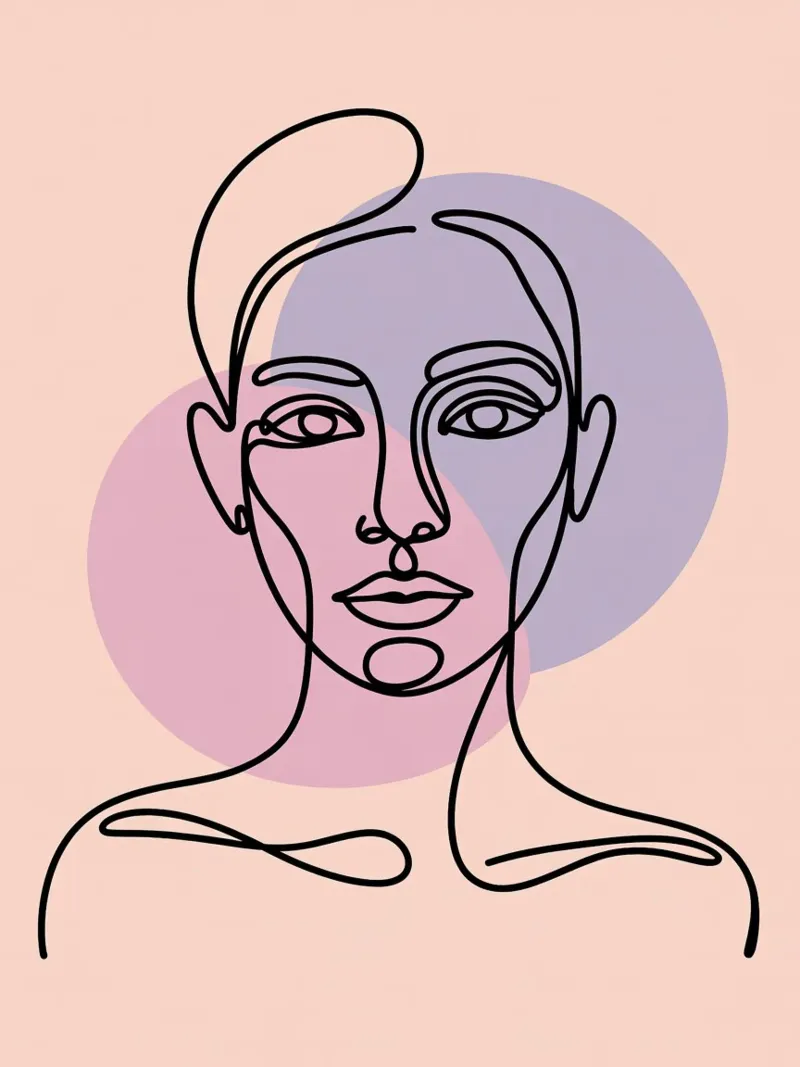 One Line Face Art - Minimalismo astratto pellicola backlit da logic