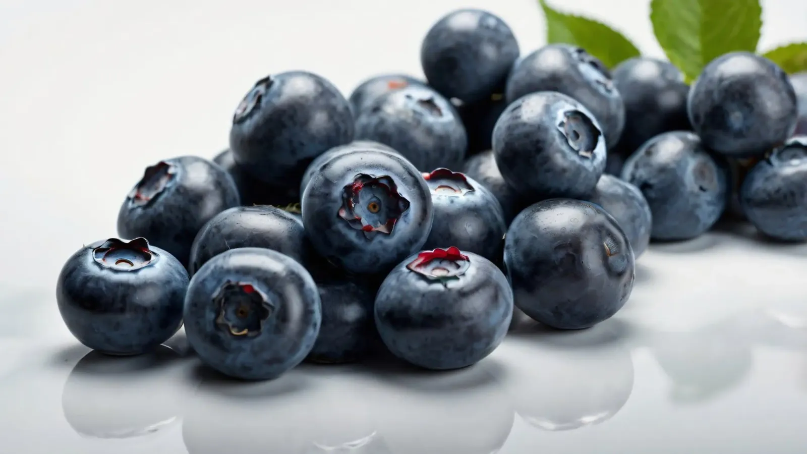 Fresh blueberries arranged neatly on a reflective surface canvas by DesignDoodle