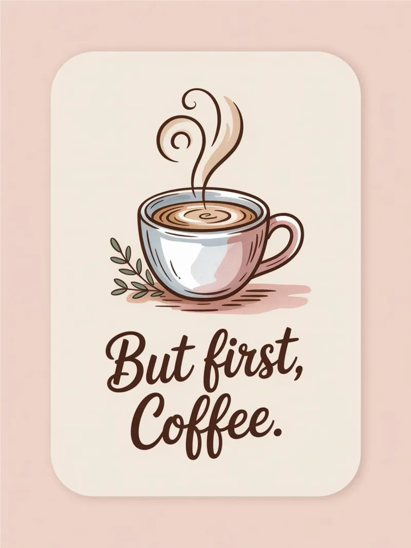 Ma prima, il caffè - Stampa disegnata a mano di un amante del caffè minimale carta hahnemühle da logic
