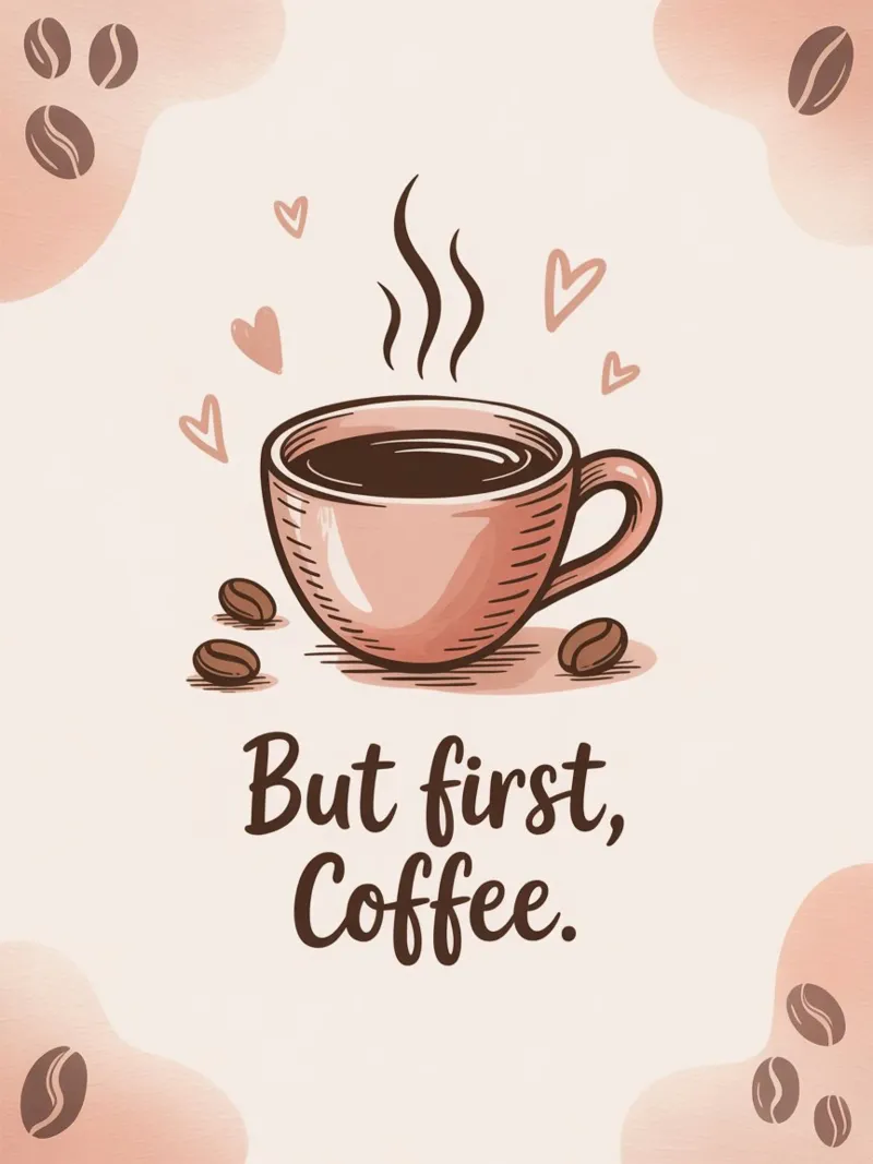 But First, Coffee - Gemütliche handgezeichnete Kaffeetassenkunst Hahnemühle von logic