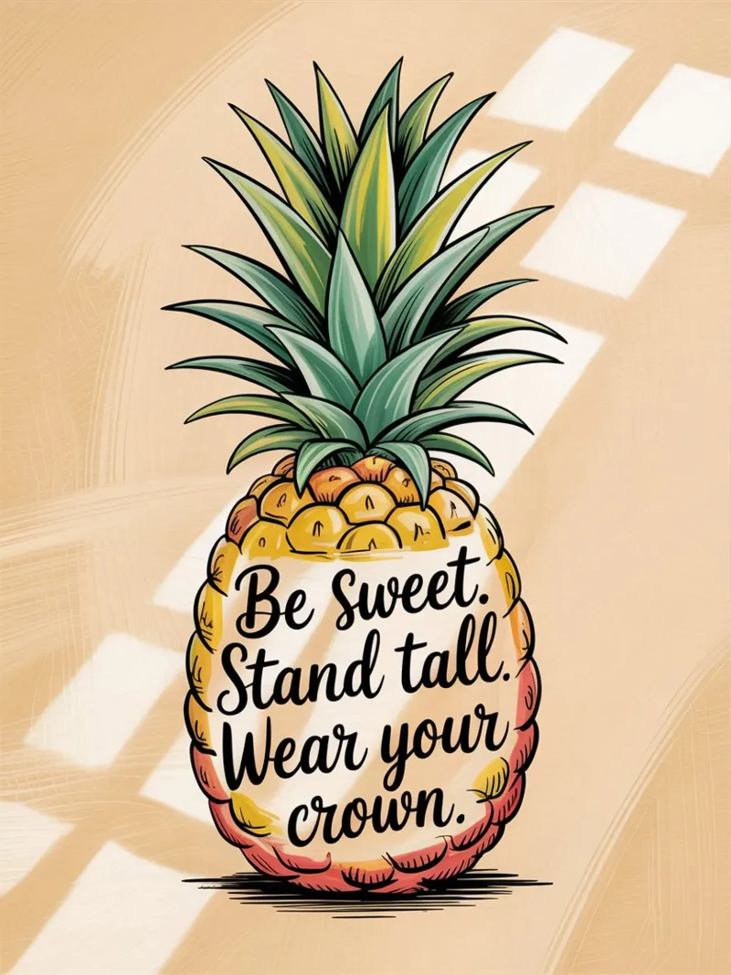 Siate dolci. Siate alti. Indossate la vostra corona. - Ananas disegnato a mano carta hahnemühle da logic