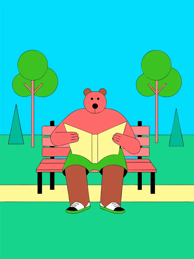 Orso seduto Lettura pellicola backlit da OUR SHOP