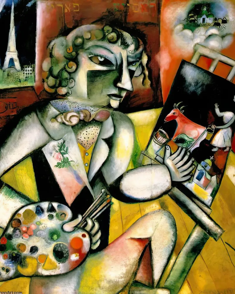 Marc Chagall Autoritratto con sette dita, ca Stedel carta hahnemühle da MC Exhebition