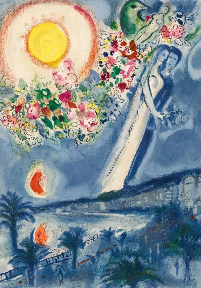 marc Chagall Amanti nel cielo di Nizza pellicola backlit da MC Exhebition