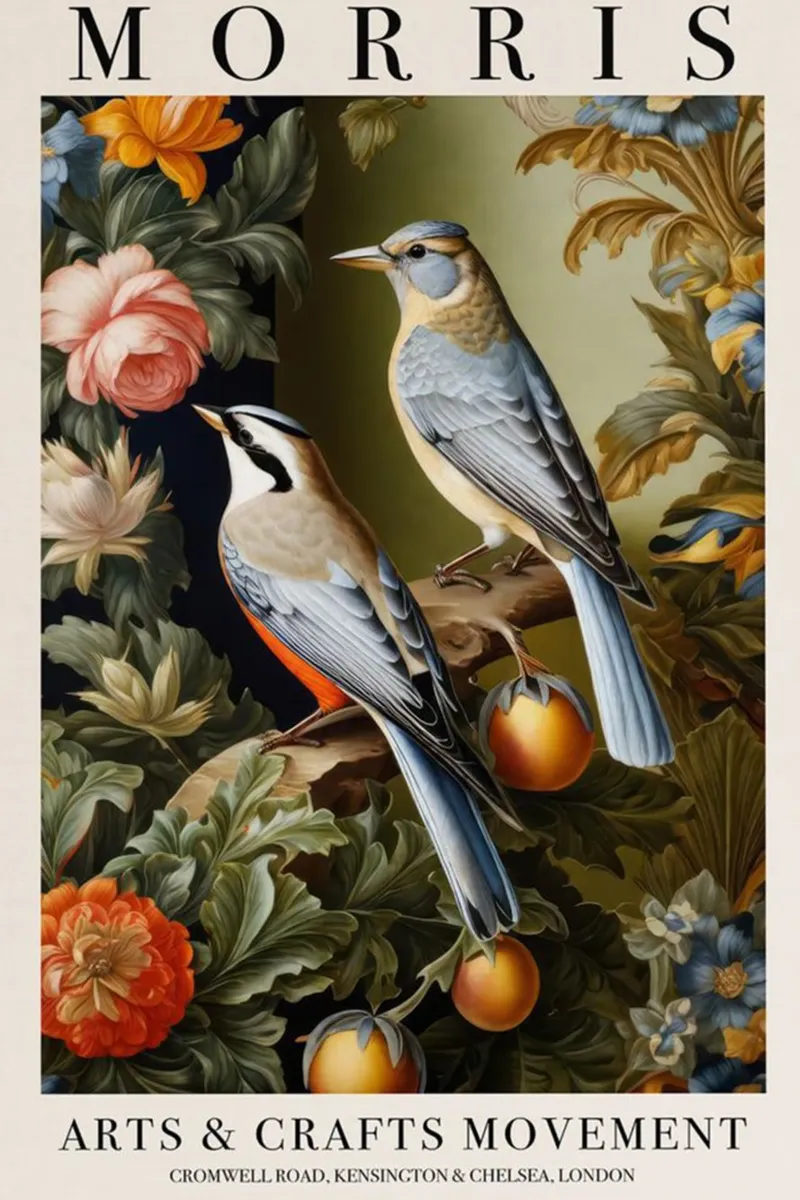 uccelli ornati giardino estetico william morris tela con Cornice a cassetta da komo store
