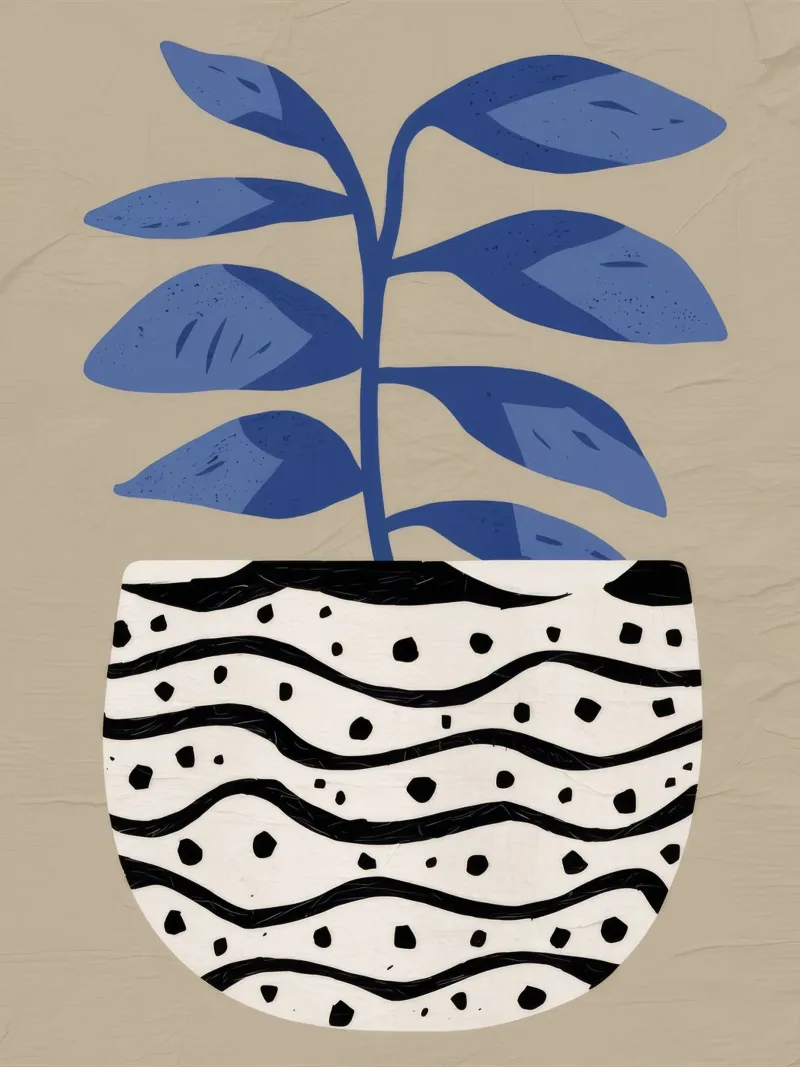 Maceta ondulada Botanics poster de Terra Tone