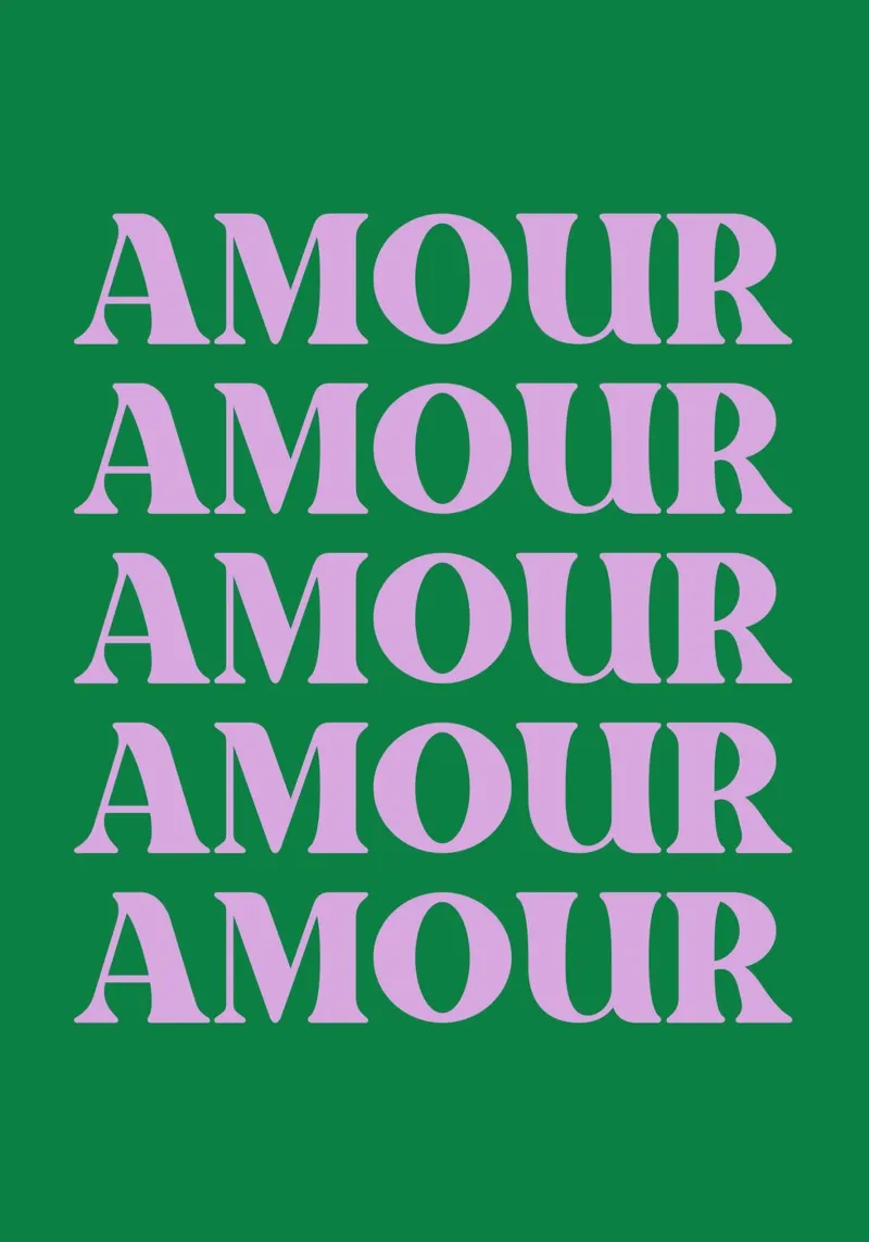 "Tipografia d'amore ripetuta "Amour poster con telaio in plastica da pdigitalprints
