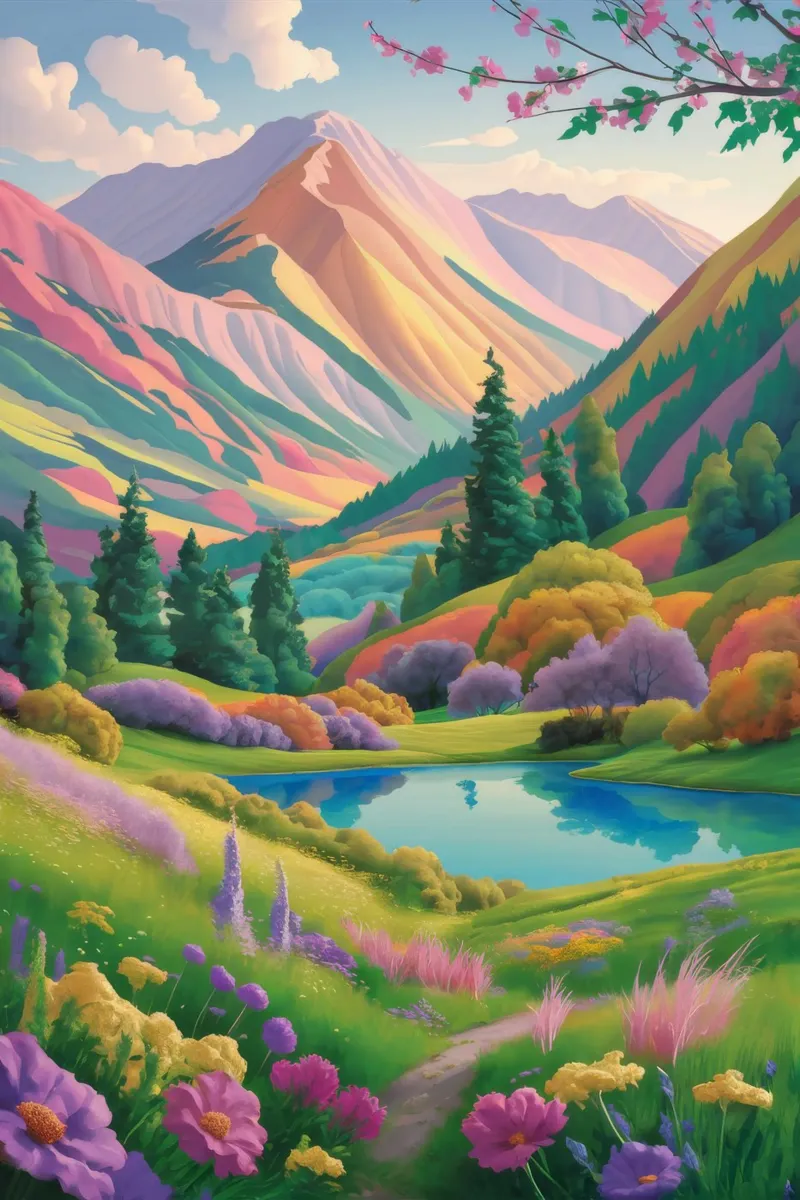 Pace sui prati di montagna poster con telaio in plastica da Aurora Muse