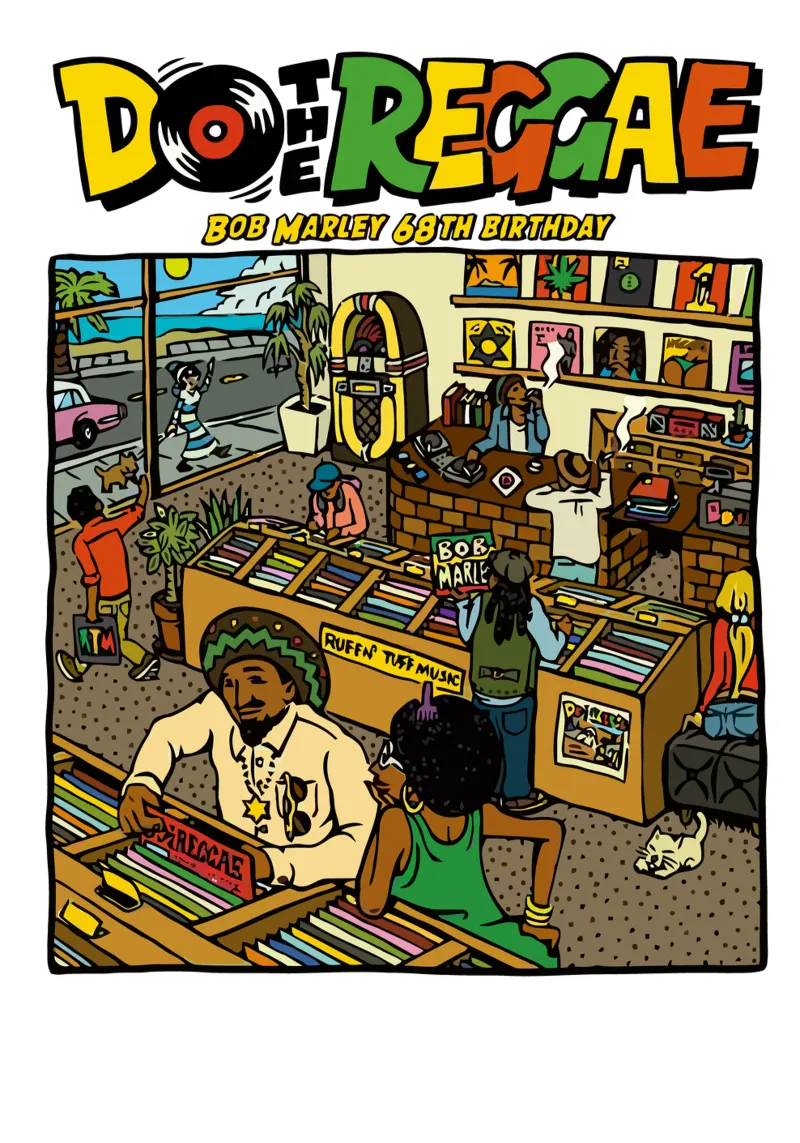 Do The Reggae Bob Marley Birthday tela con Cornice a cassetta da Nadirsungga