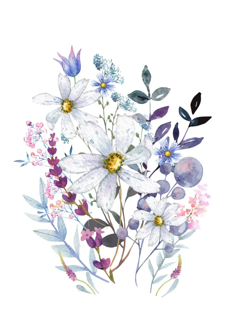Wildflowers V poster con telaio in legno da Nadjaa