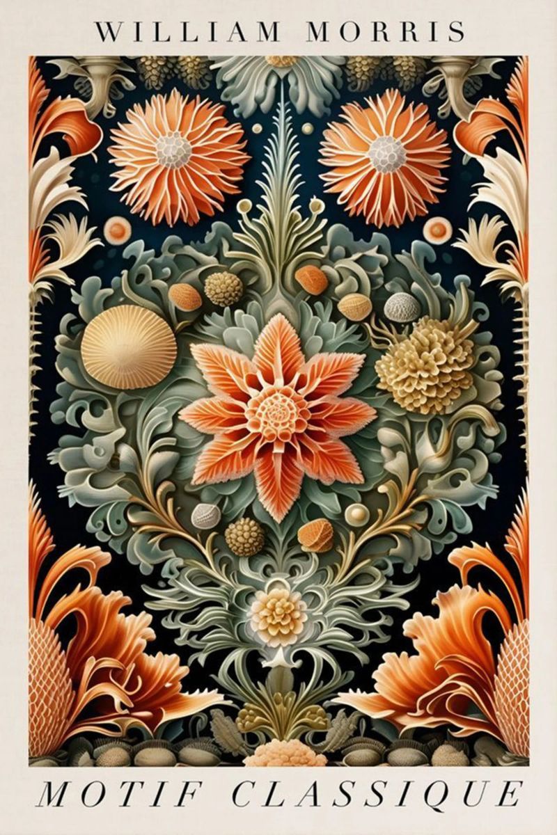 William Morris detalle decorativo simétrico flores poster de komo store