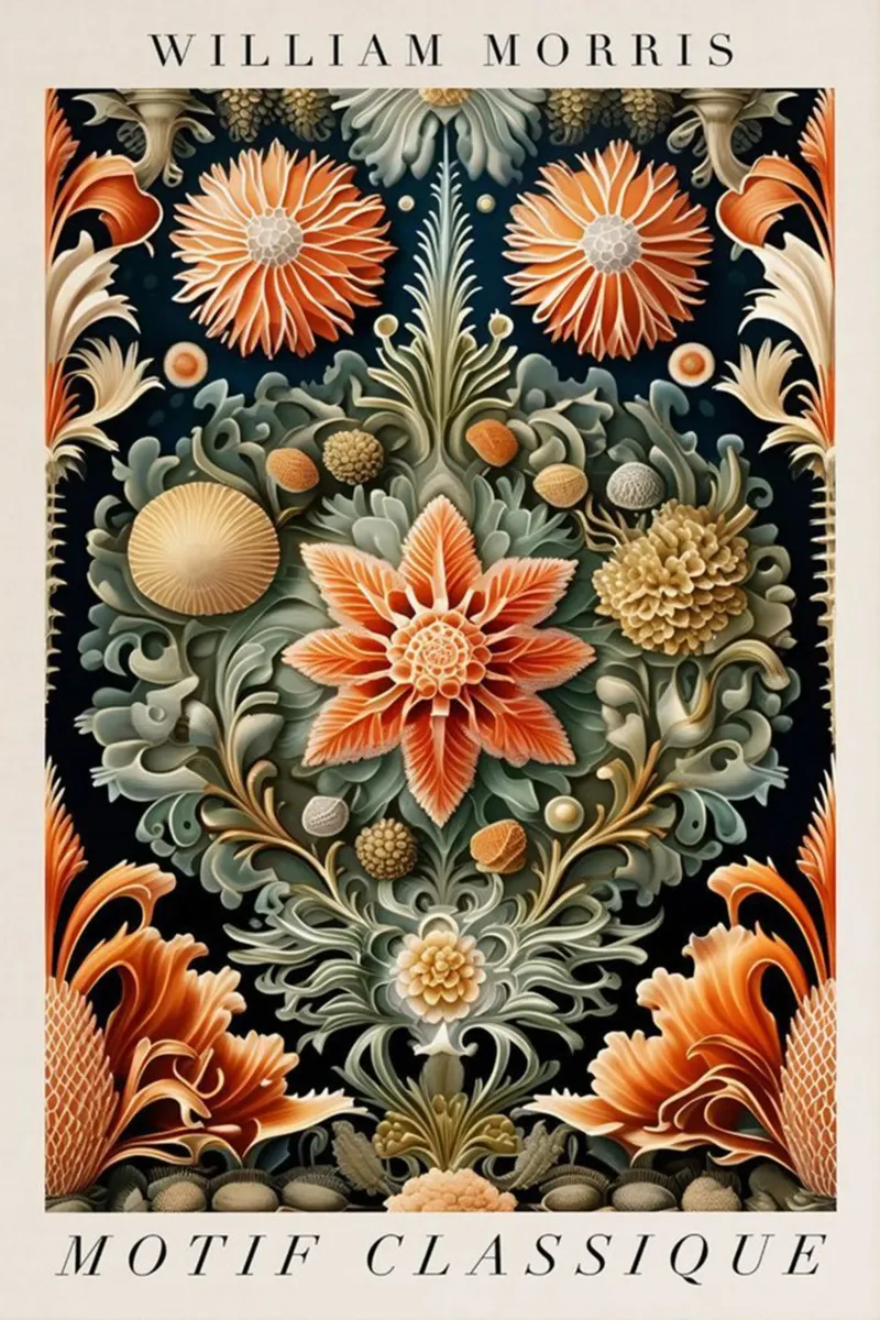 William Morris fiori decorativi simmetrici alluminio dibond da komo store