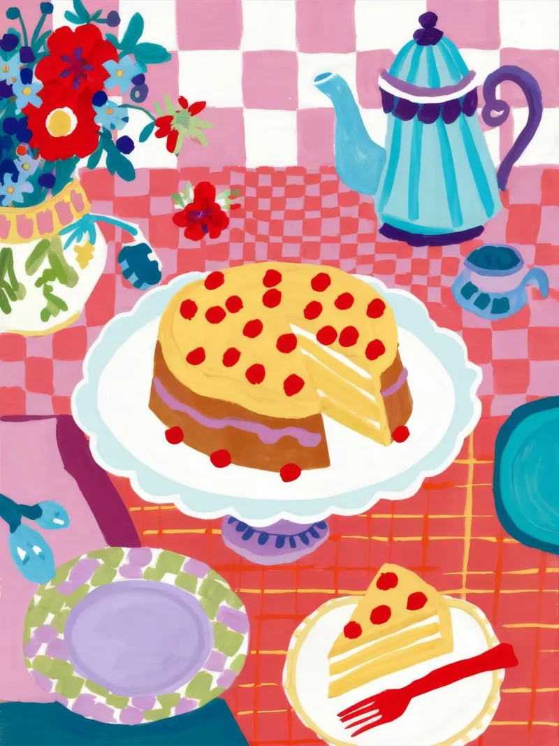 Sogno di torta alla ciliegia poster con telaio in legno da Aurora Muse