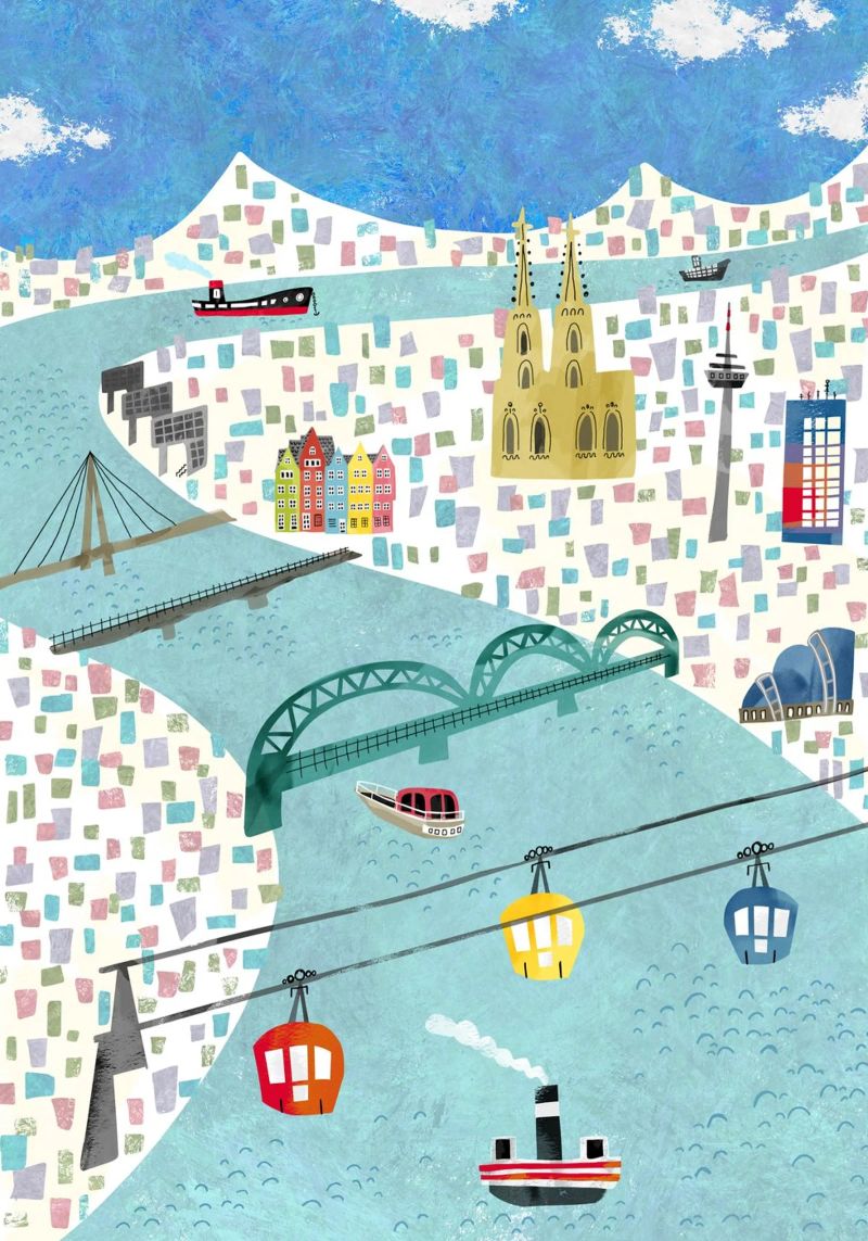 Köln Stadtplan Illustration Poster von DYDesign