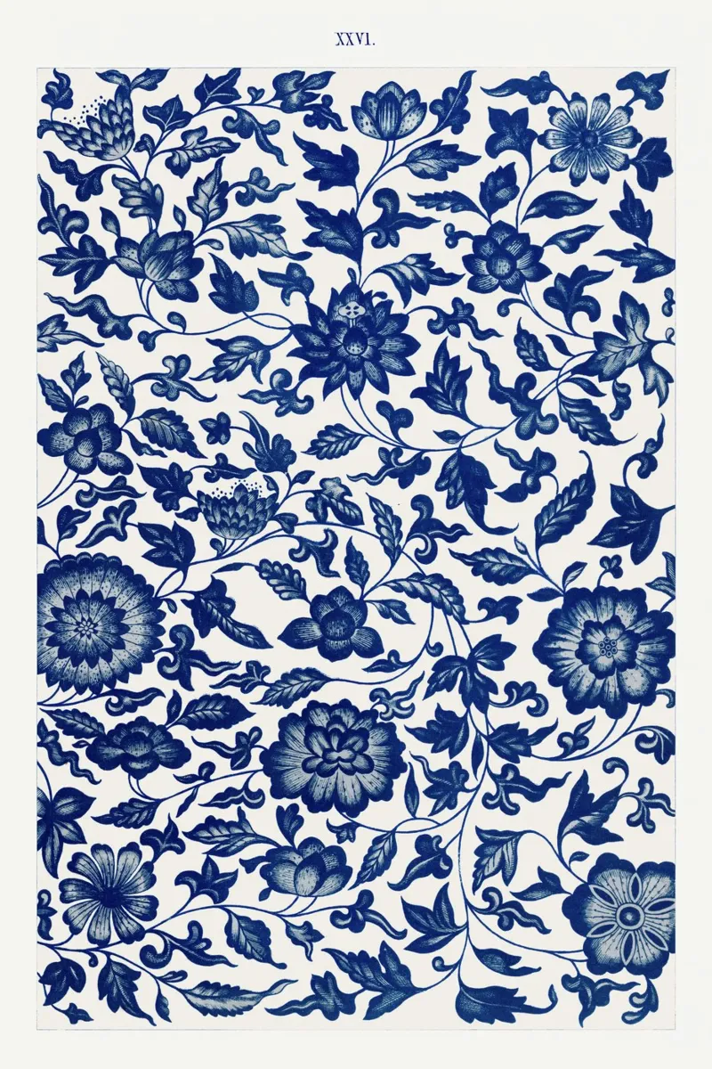 Blue flower pattern pellicola backlit da vintageshop