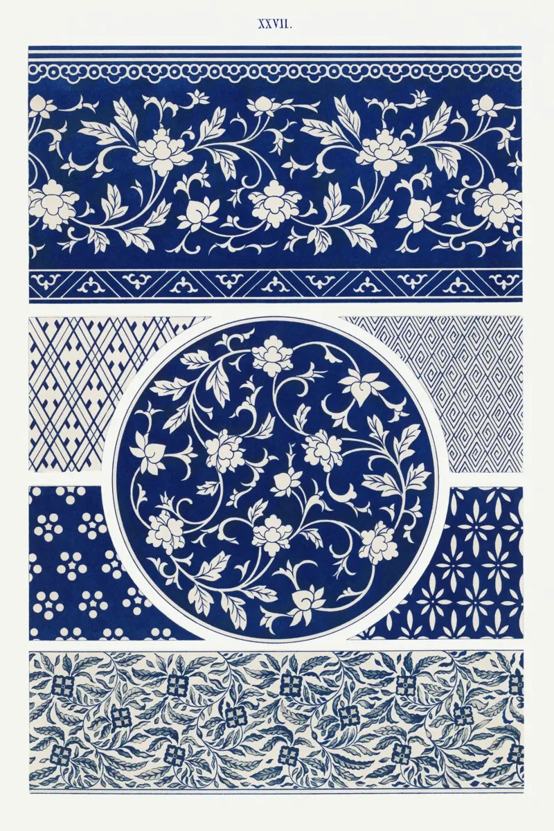 Blue flower pattern pellicola backlit da vintageshop