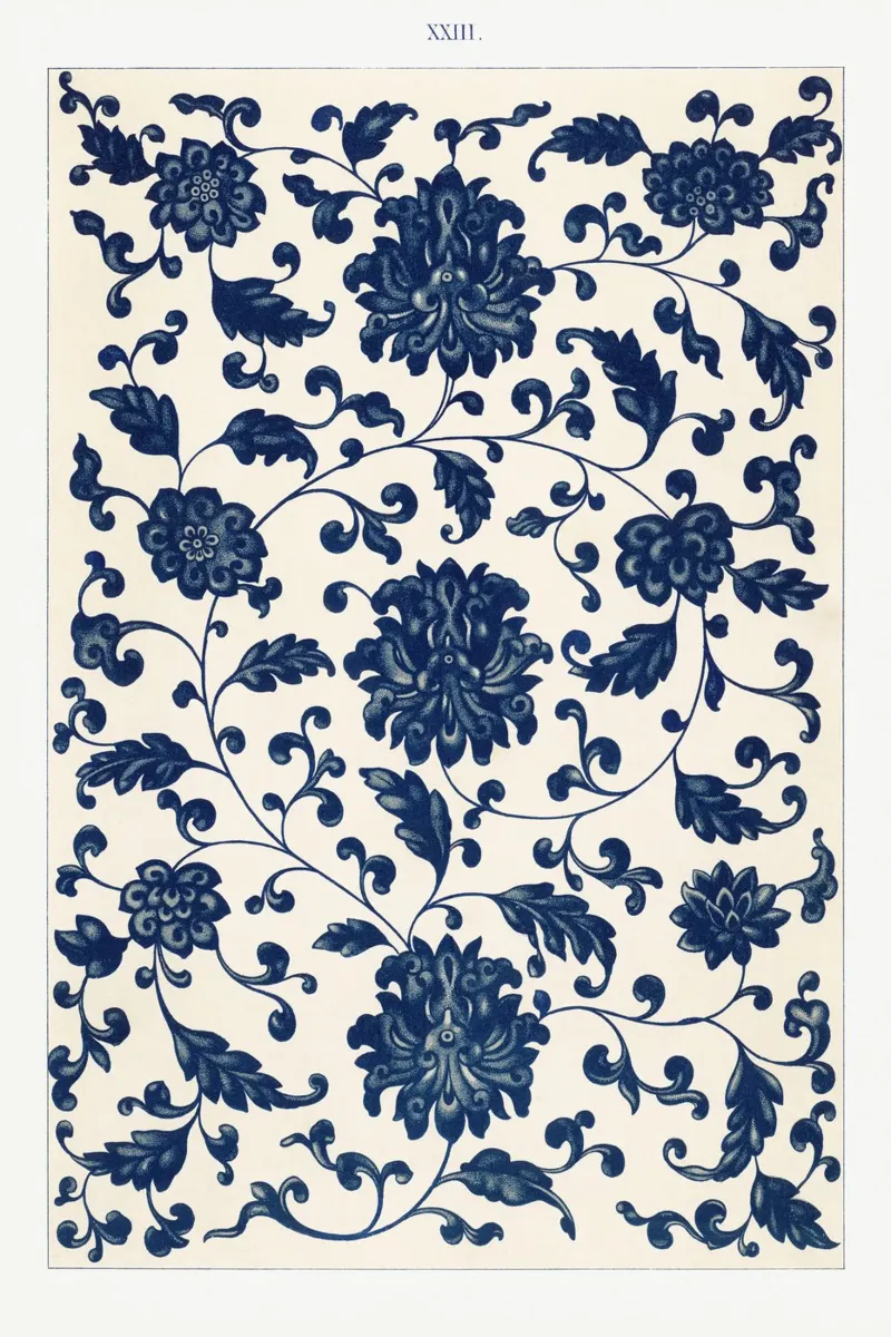 Blue flower pattern pellicola backlit da vintageshop