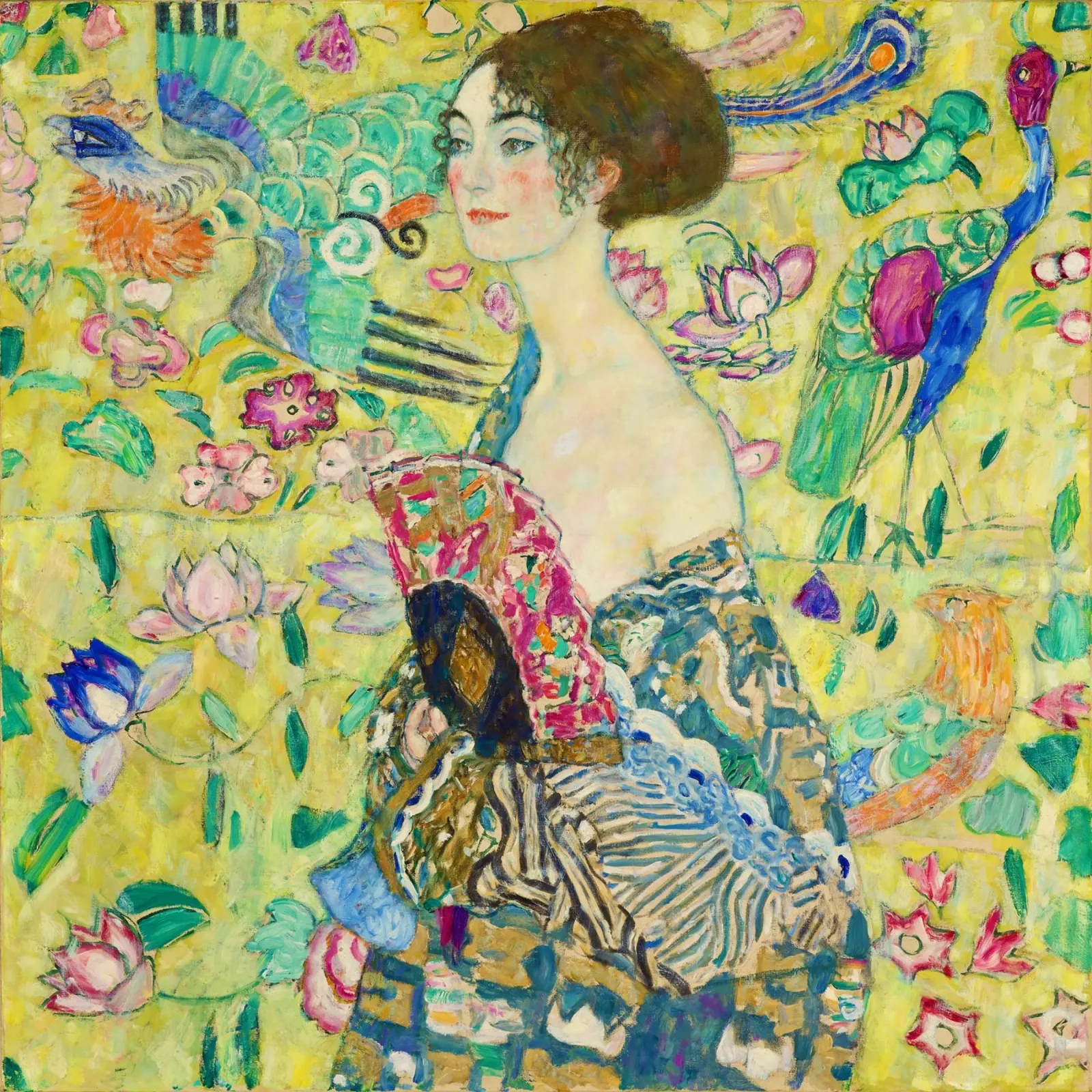 Lady with a Fan by Gustav Klimt alu-dibond by Venus Art