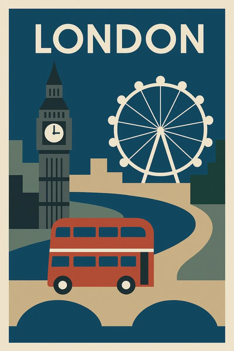 Londra minimal - L'eleganza grafica della capitale poster con telaio in plastica da JETLAG | affiches voyage