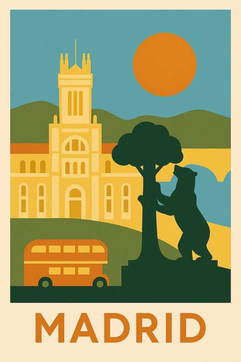 Madrid in solido - Sole, orso e grandezza pellicola backlit da JETLAG | affiches voyage