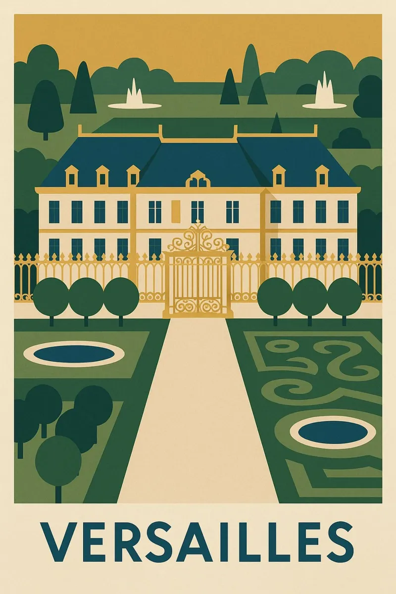 Versailles – Le faste en affiche poster avec cadre en bois de JETLAG | affiches voyage