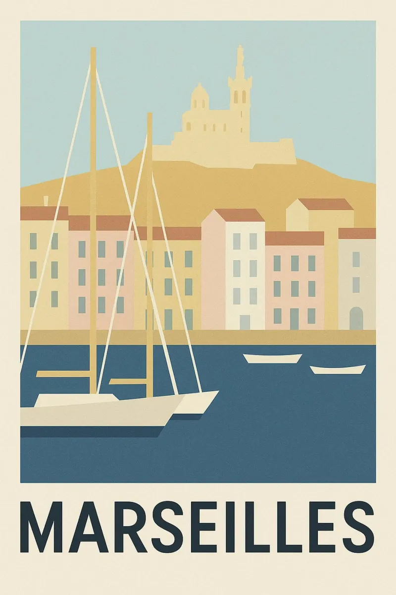 Marsiglia - I colori del sud all'orizzonte pellicola backlit da JETLAG | affiches voyage