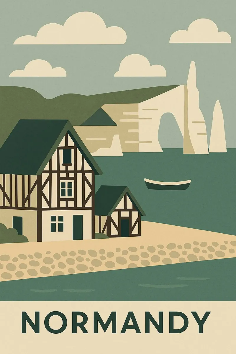 Normandy - An der Flanke der Klippen, mit Blick auf das Meer Hahnemühle von JETLAG | affiches voyage