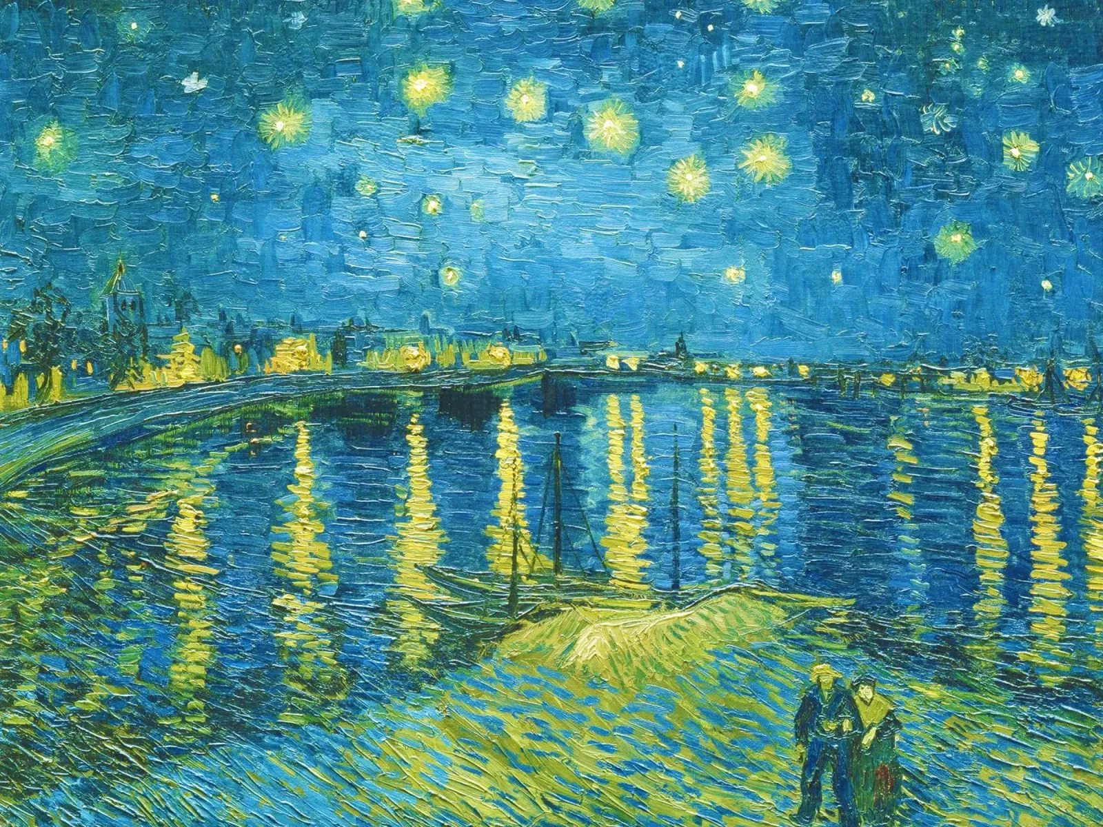 Notte stellata di Vincent van Gogh poster con telaio in alluminio da Venus Art