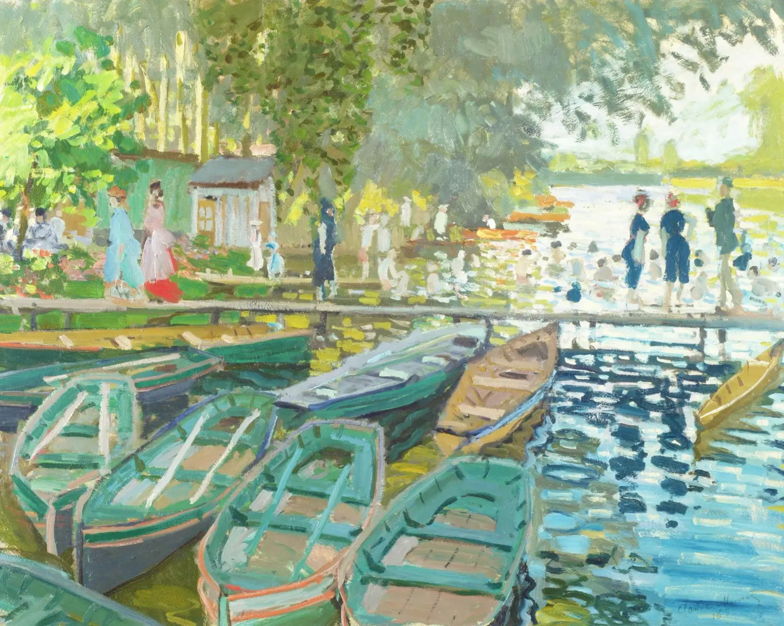 Bagnanti alla Grenouillère di Claude Monet pellicola backlit da Monet Art Prints