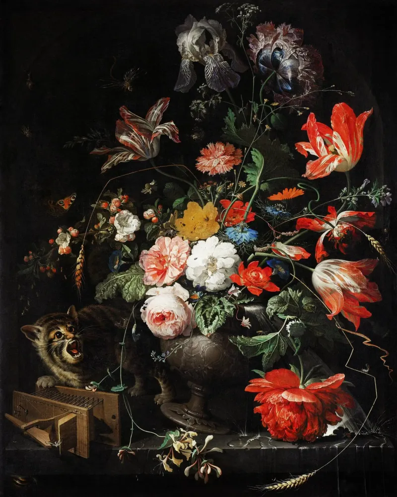 Der umgedrehte Blumenstrauß von Abraham Mignon (1660-1679) Acryl-Glas von Pretty Flowers Vintage Botanicals