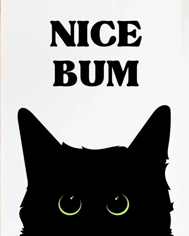 Gatto nero retrò poster con telaio in alluminio da animals_studio