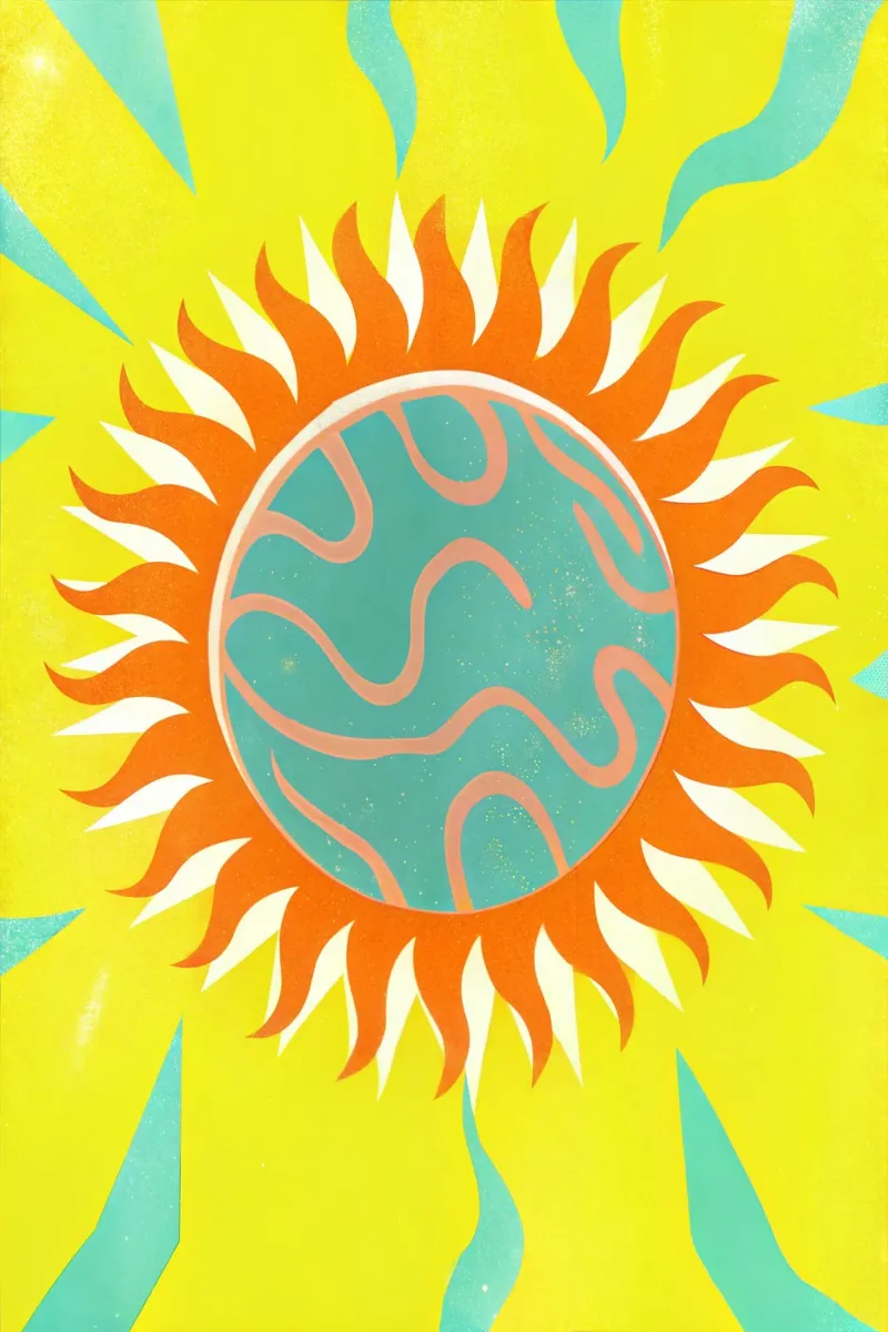 sole caldo illustrazione vettoriale poster con telaio in plastica da kamilaze