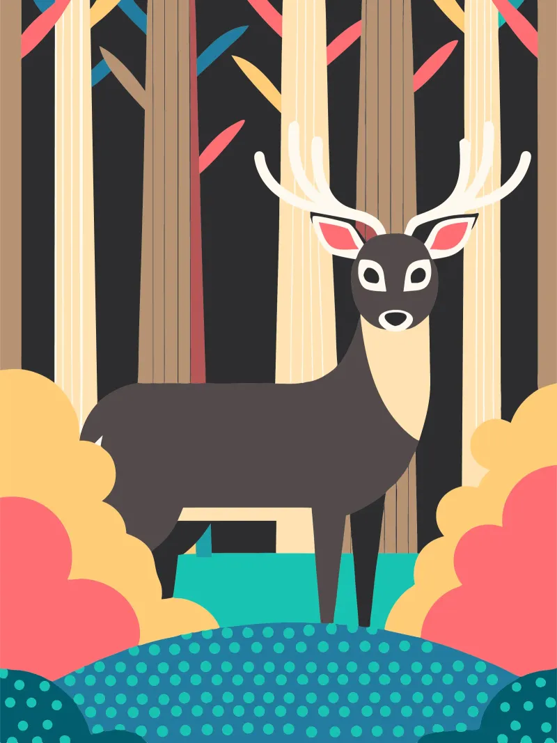 ilustración vectorial de un ciervo metacrilato de kamilaze