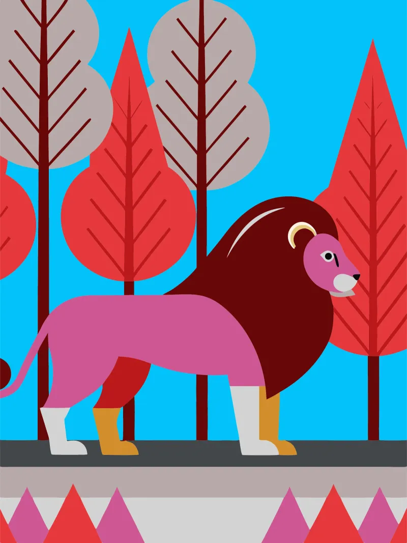 ilustración vectorial de un león metacrilato de kamilaze