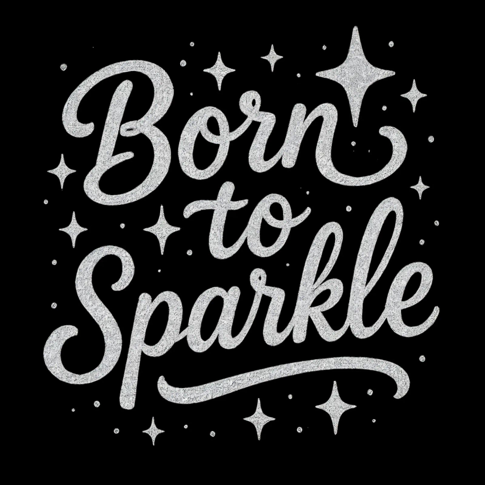Messaggio "Born to sparkle" (nato per brillare) in lettere d'argento lucido poster da DesignDoodle