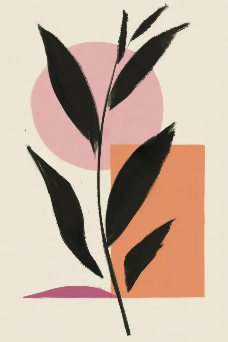 Minimalist Leaf Solitude canvas with Floater frame by Terra Tone
