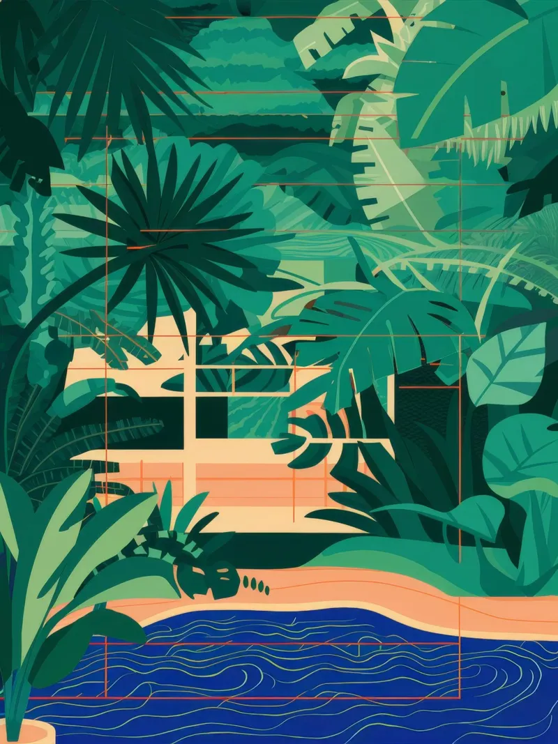 Groene oase in de jungle canvas met Baklijst van Jasper Rune