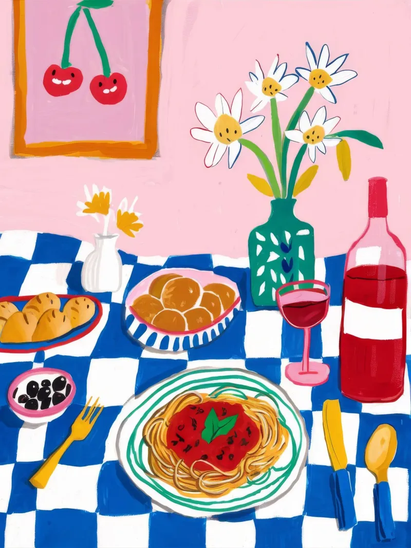 Spaghetti Wine Cherry pellicola backlit da Aurora Muse