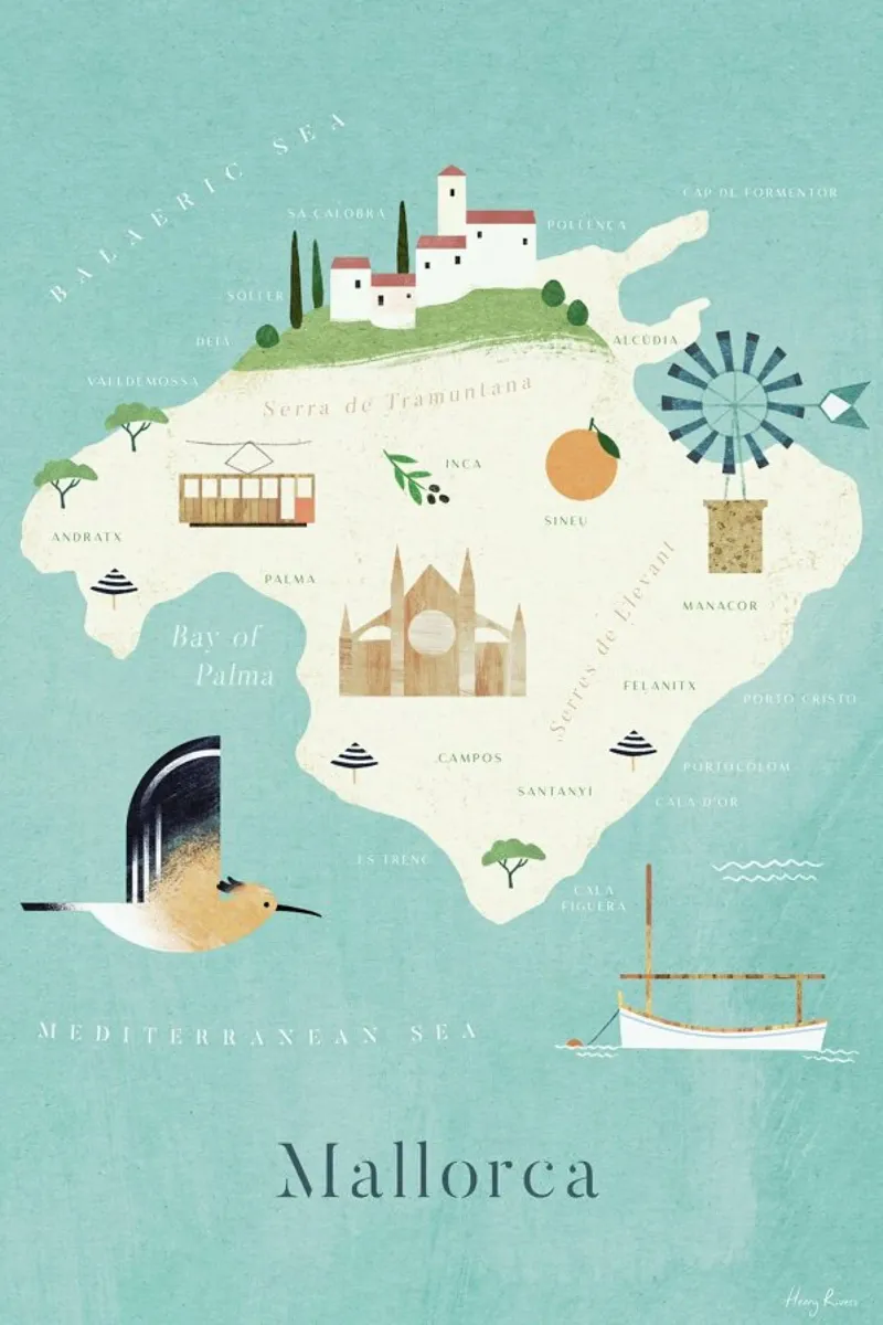 Map Of Mallorca carta hahnemühle da Henry Rivers